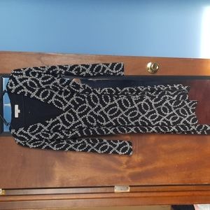 LOFT Small Black and White Wrap Dress